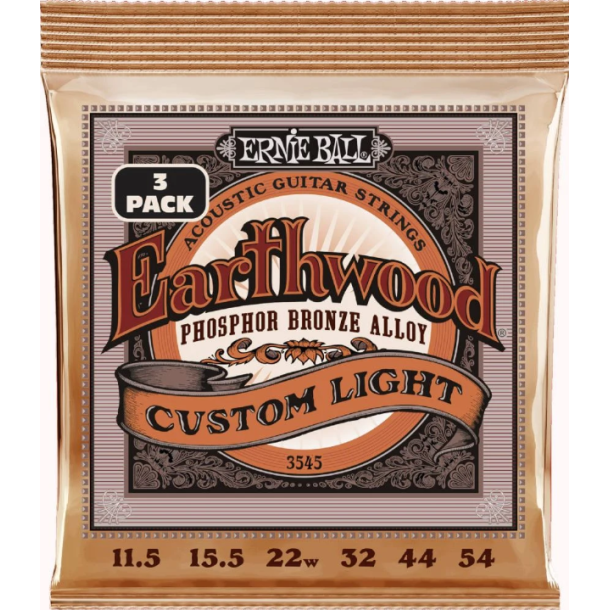 Ernie Ball 3545 Earthwood PSB Custom Light 3-pack